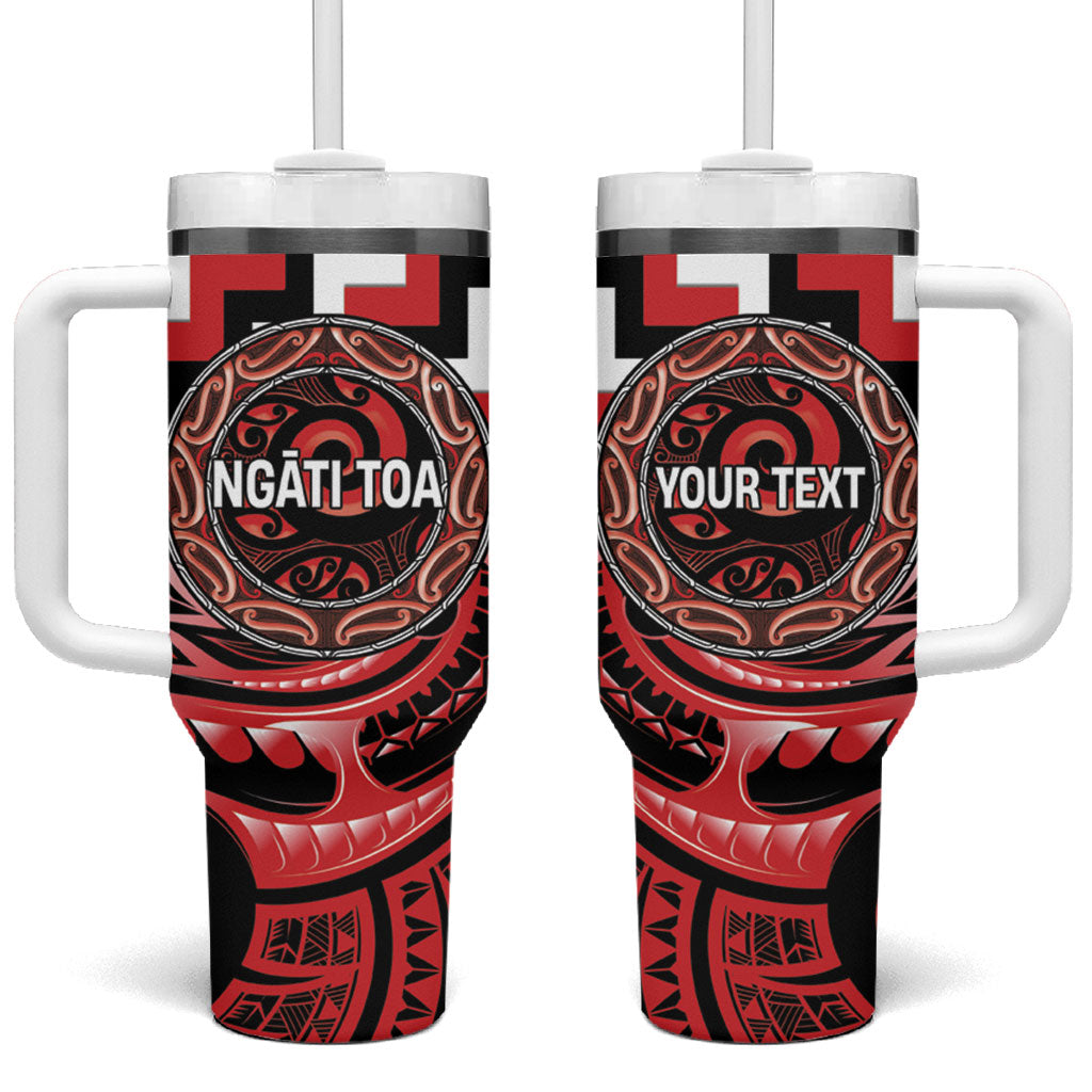 Aotearoa Ngati Toa Personalised Tumbler With Handle Maori Iwi Poutama Puhoro Tattoo LT14 One Size: 40 oz Red - Polynesian Pride