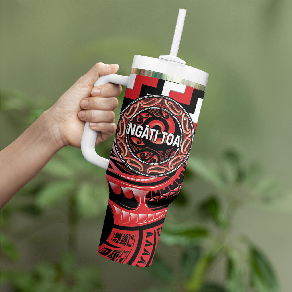 Aotearoa Ngati Toa Personalised Tumbler With Handle Maori Iwi Poutama Puhoro Tattoo LT14 - Polynesian Pride