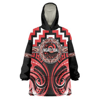 Aotearoa Ngati Toa Personalised Wearable Blanket Hoodie Maori Iwi Poutama Puhoro Tattoo LT14 One Size Red - Polynesian Pride