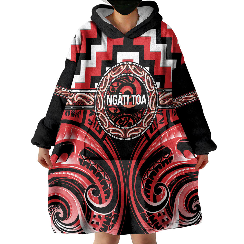 Aotearoa Ngati Toa Personalised Wearable Blanket Hoodie Maori Iwi Poutama Puhoro Tattoo LT14 - Polynesian Pride