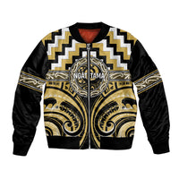 Aotearoa Ngati Tama Personalised Bomber Jacket Maori Iwi Poutama Puhoro Tattoo LT14 Unisex Yellow - Polynesian Pride