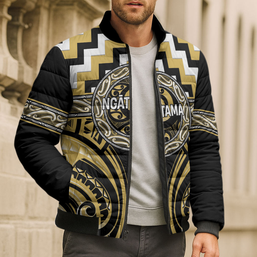 Aotearoa Ngati Tama Personalised Bomber Puffer Jacket Maori Iwi Poutama Puhoro Tattoo LT14 - Polynesian Pride