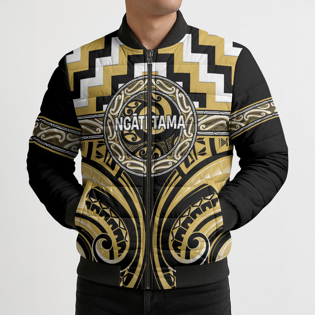 Aotearoa Ngati Tama Personalised Bomber Puffer Jacket Maori Iwi Poutama Puhoro Tattoo LT14 - Polynesian Pride