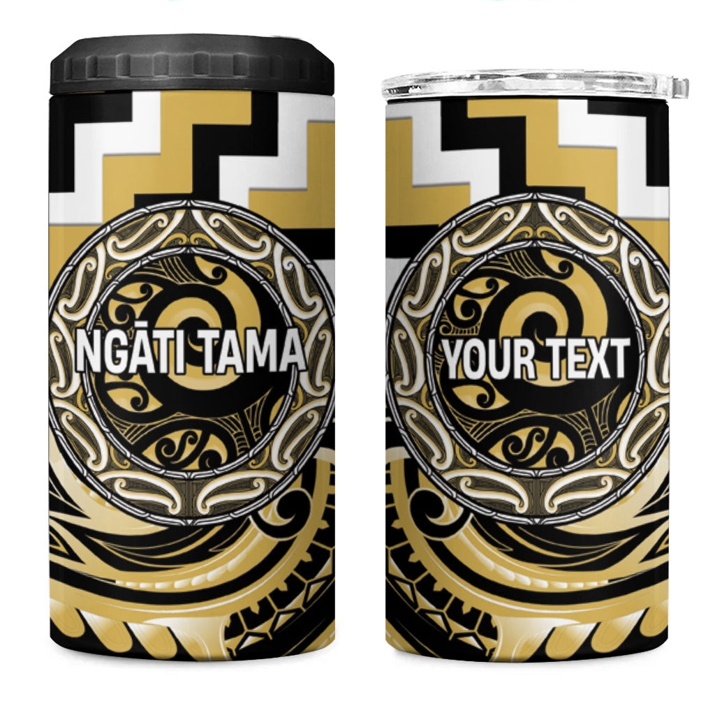 Aotearoa Ngati Tama Personalised 4 in 1 Can Cooler Tumbler Maori Iwi Poutama Puhoro Tattoo LT14 One Size: 16 oz Yellow - Polynesian Pride