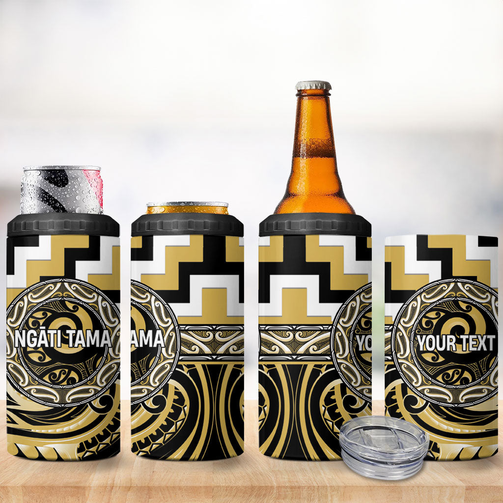 Aotearoa Ngati Tama Personalised 4 in 1 Can Cooler Tumbler Maori Iwi Poutama Puhoro Tattoo LT14 - Polynesian Pride