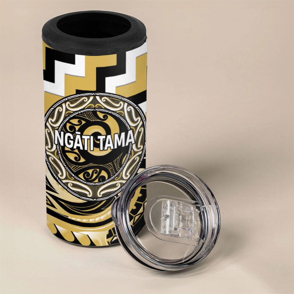 Aotearoa Ngati Tama Personalised 4 in 1 Can Cooler Tumbler Maori Iwi Poutama Puhoro Tattoo LT14 - Polynesian Pride