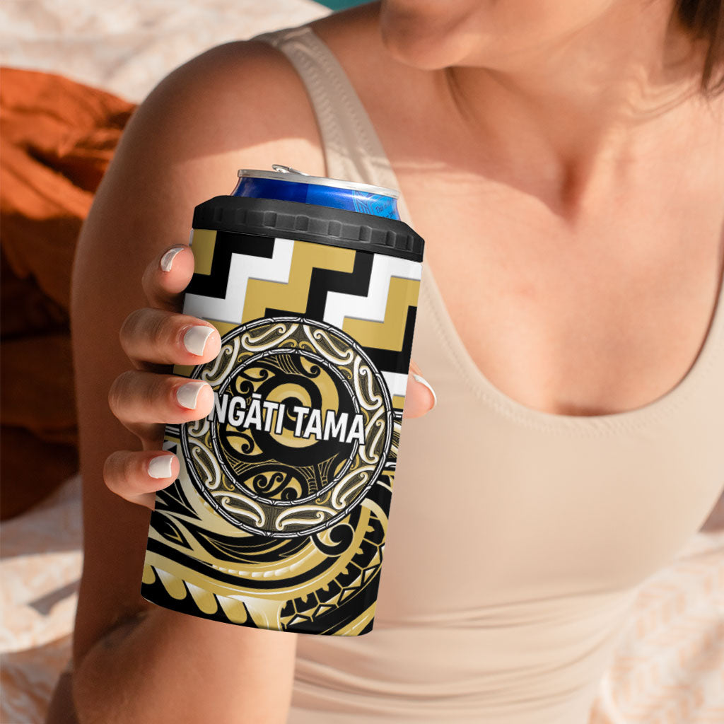 Aotearoa Ngati Tama Personalised 4 in 1 Can Cooler Tumbler Maori Iwi Poutama Puhoro Tattoo LT14 - Polynesian Pride