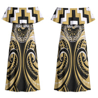 Aotearoa Ngati Tama Personalised Couples Matching Off Shoulder Maxi Dress and Hawaiian Shirt Maori Iwi Poutama Puhoro Tattoo LT14 - Polynesian Pride