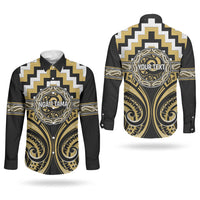 Aotearoa Ngati Tama Personalised Couples Matching Puletasi and Long Sleeve Button Shirt Maori Iwi Poutama Puhoro Tattoo LT14 - Polynesian Pride