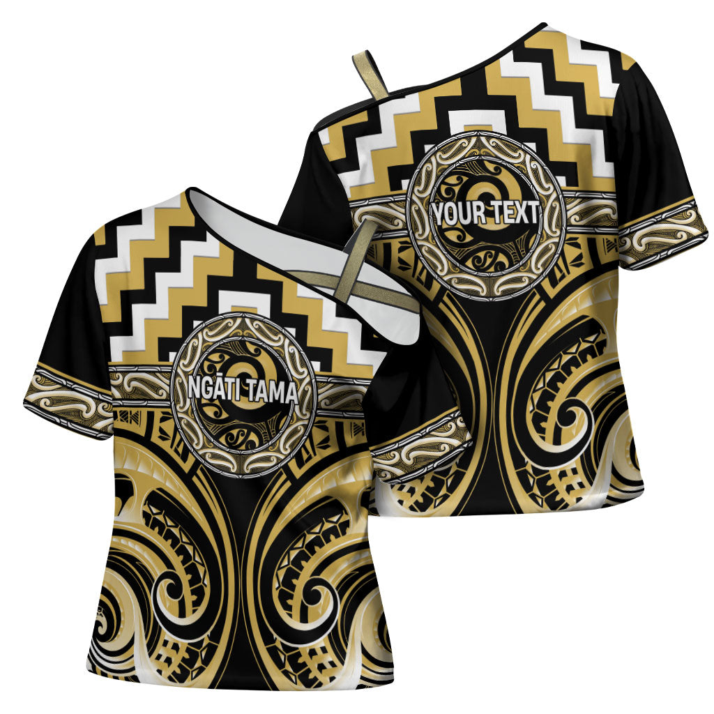 Aotearoa Ngati Tama Personalised Cross Shoulder Shirt Maori Iwi Poutama Puhoro Tattoo LT14 - Polynesian Pride