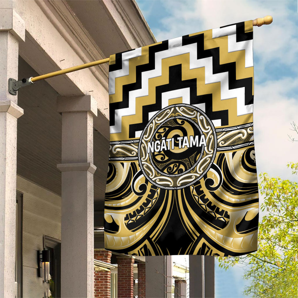 Aotearoa Ngati Tama Garden Flag Maori Iwi Poutama Puhoro Tattoo LT14 House Flag Yellow - Polynesian Pride