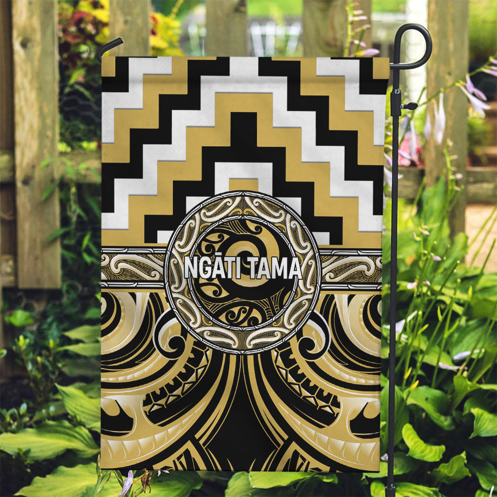 Aotearoa Ngati Tama Garden Flag Maori Iwi Poutama Puhoro Tattoo LT14 Garden Flag Yellow - Polynesian Pride