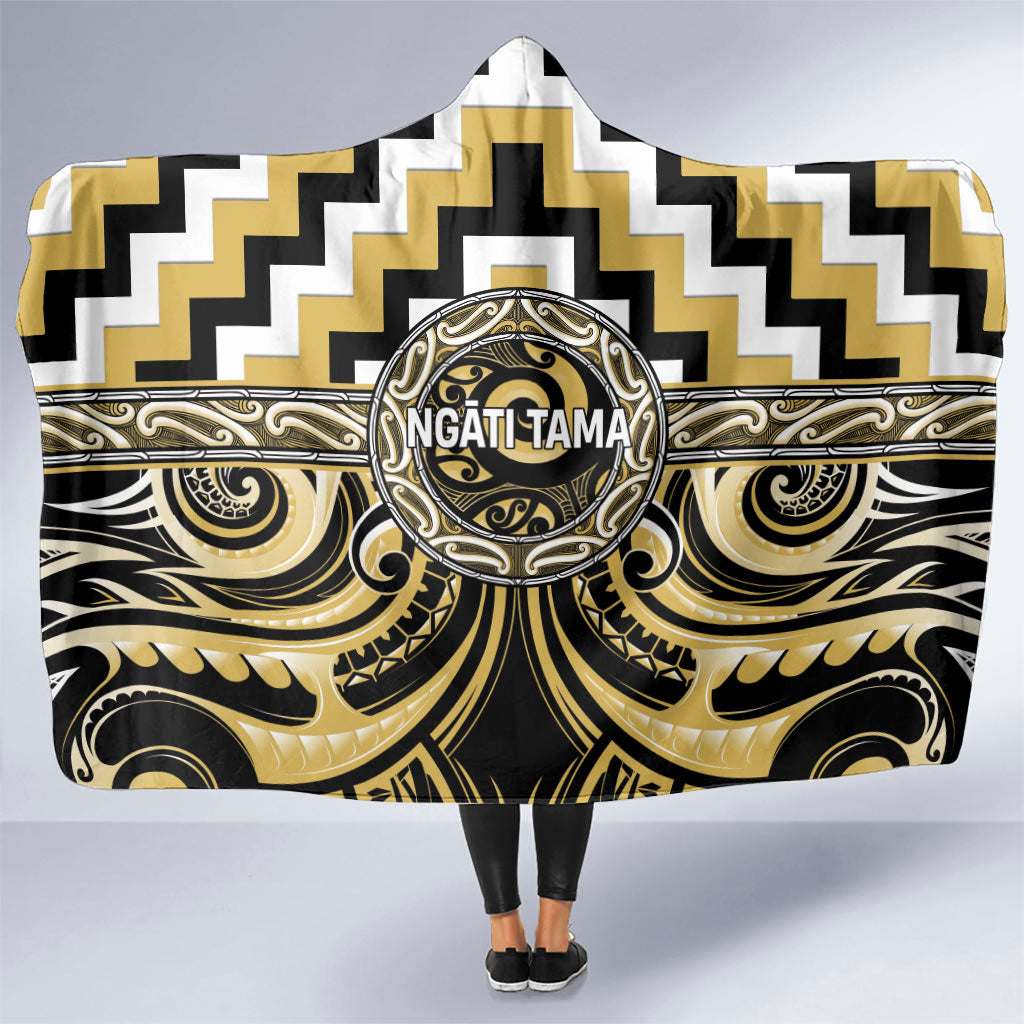 Aotearoa Ngati Tama Hooded Blanket Maori Iwi Poutama Puhoro Tattoo LT14 One Size Yellow - Polynesian Pride