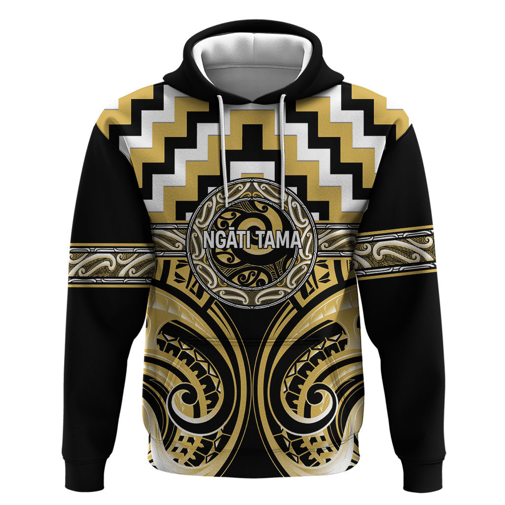 Aotearoa Ngati Tama Personalised Hoodie Maori Iwi Poutama Puhoro Tattoo LT14 Pullover Hoodie Yellow - Polynesian Pride