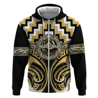 Aotearoa Ngati Tama Personalised Hoodie Maori Iwi Poutama Puhoro Tattoo LT14 Zip Hoodie Yellow - Polynesian Pride