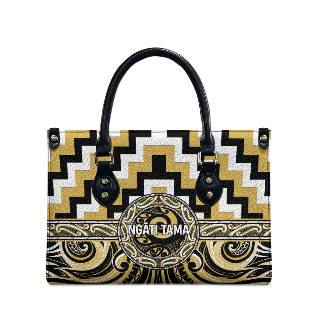Aotearoa Ngati Tama Leather Bag Maori Iwi Poutama Puhoro Tattoo LT14 - Polynesian Pride