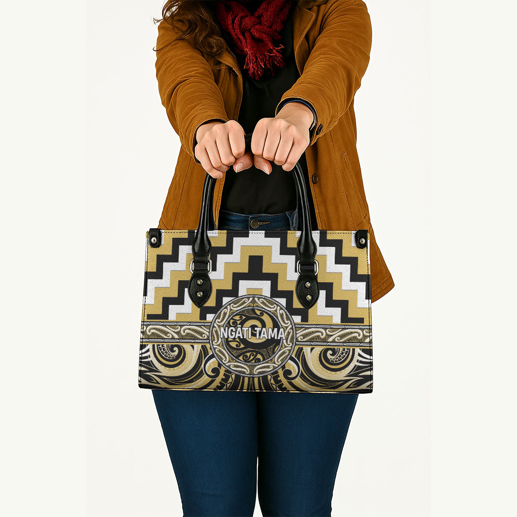 Aotearoa Ngati Tama Leather Bag Maori Iwi Poutama Puhoro Tattoo LT14 - Polynesian Pride
