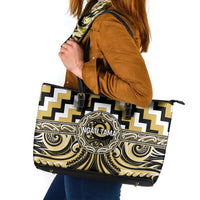Aotearoa Ngati Tama Leather Tote Bag Maori Iwi Poutama Puhoro Tattoo LT14 Yellow - Polynesian Pride