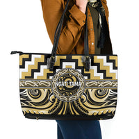 Aotearoa Ngati Tama Leather Tote Bag Maori Iwi Poutama Puhoro Tattoo LT14 - Polynesian Pride