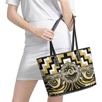 Aotearoa Ngati Tama Leather Tote Bag Maori Iwi Poutama Puhoro Tattoo LT14 - Polynesian Pride