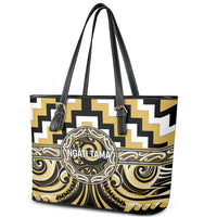 Aotearoa Ngati Tama Leather Tote Bag Maori Iwi Poutama Puhoro Tattoo LT14 - Polynesian Pride