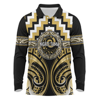 Aotearoa Ngati Tama Personalised Long Sleeve Polo Shirt Maori Iwi Poutama Puhoro Tattoo LT14 Yellow - Polynesian Pride