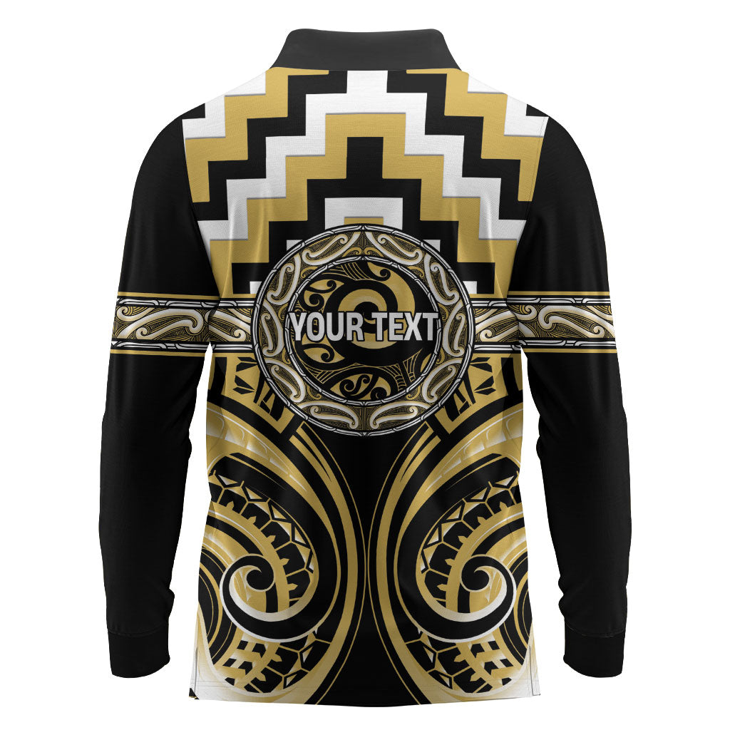 Aotearoa Ngati Tama Personalised Long Sleeve Polo Shirt Maori Iwi Poutama Puhoro Tattoo LT14 - Polynesian Pride