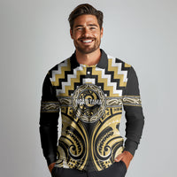 Aotearoa Ngati Tama Personalised Long Sleeve Polo Shirt Maori Iwi Poutama Puhoro Tattoo LT14 - Polynesian Pride