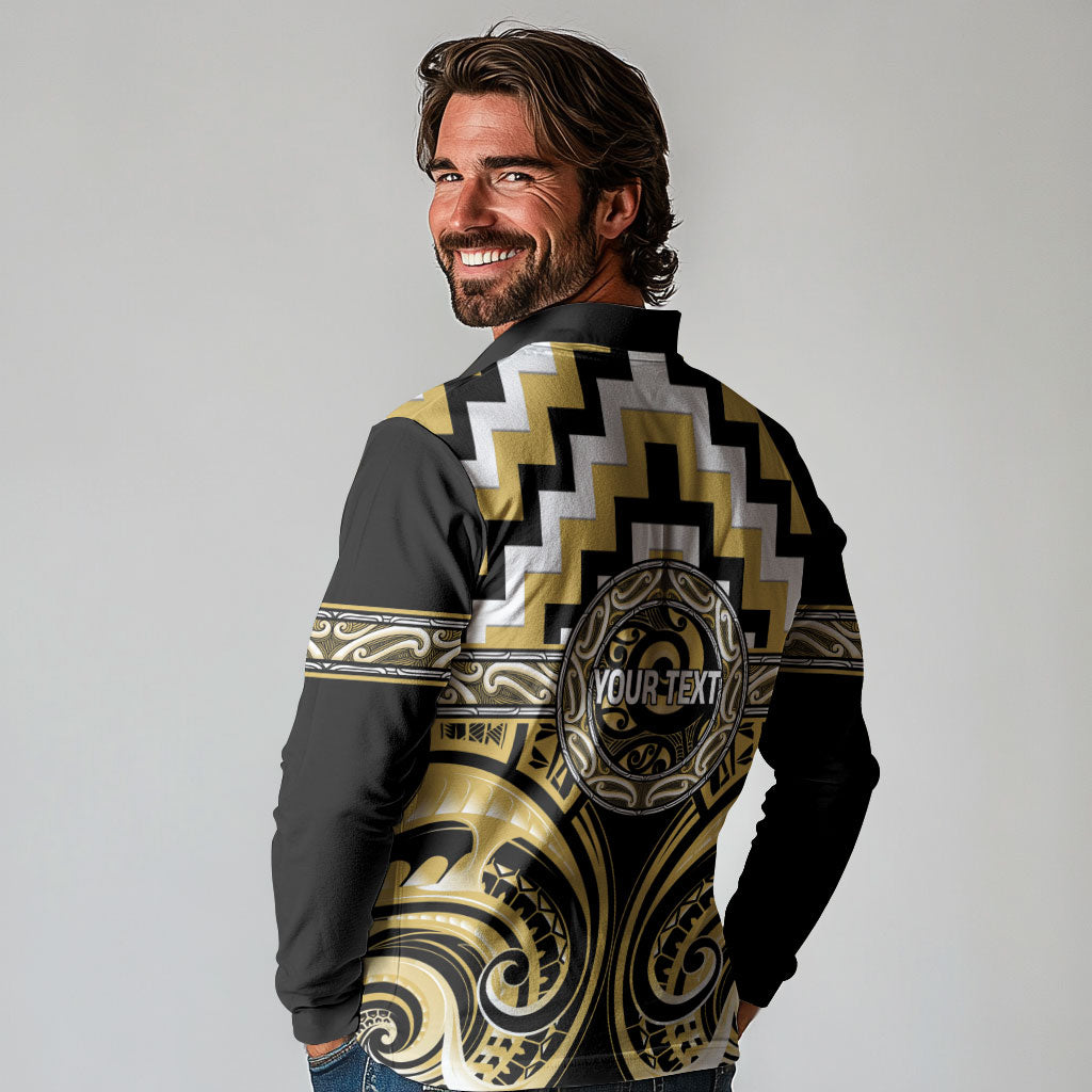 Aotearoa Ngati Tama Personalised Long Sleeve Polo Shirt Maori Iwi Poutama Puhoro Tattoo LT14 - Polynesian Pride