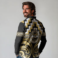 Aotearoa Ngati Tama Personalised Long Sleeve Polo Shirt Maori Iwi Poutama Puhoro Tattoo LT14 - Polynesian Pride