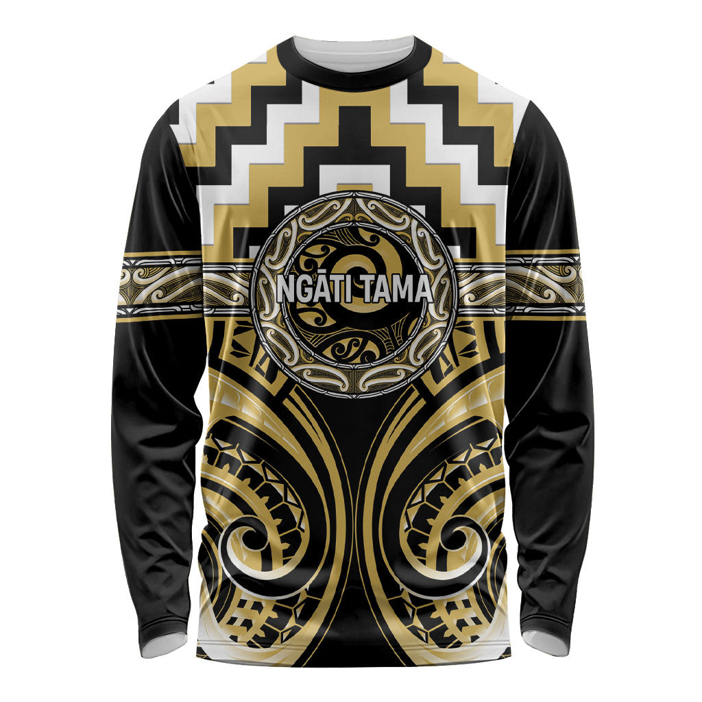 Aotearoa Ngati Tama Personalised Long Sleeve Shirt Maori Iwi Poutama Puhoro Tattoo LT14 Unisex Yellow - Polynesian Pride