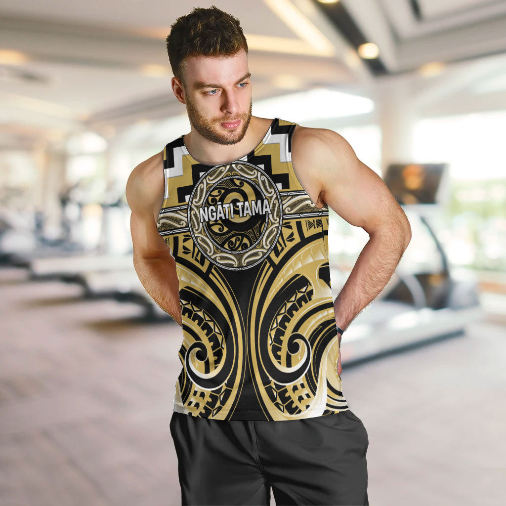 Aotearoa Ngati Tama Personalised Men Tank Top Maori Iwi Poutama Puhoro Tattoo LT14 Yellow - Polynesian Pride