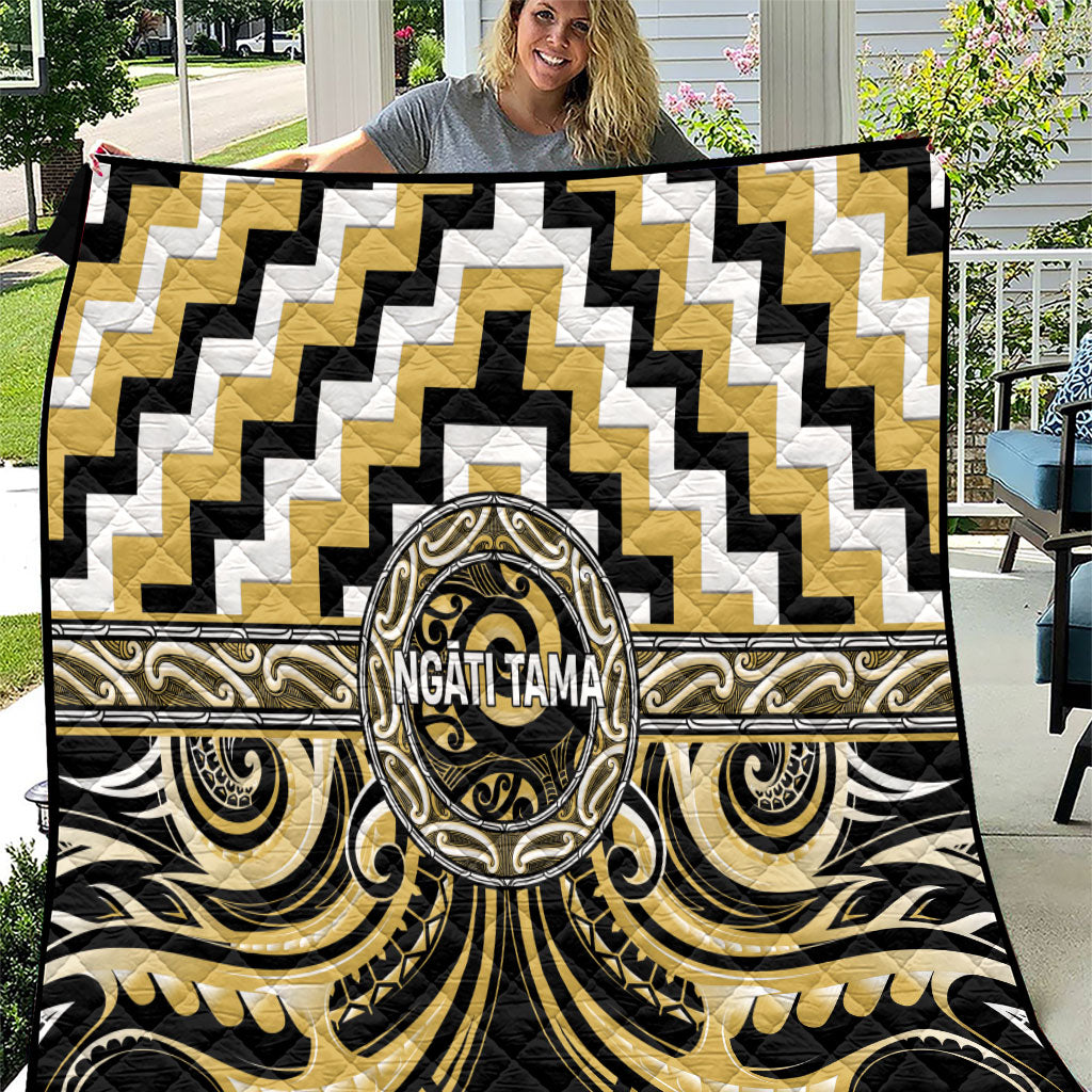 Aotearoa Ngati Tama Quilt Maori Iwi Poutama Puhoro Tattoo LT14 Yellow - Polynesian Pride