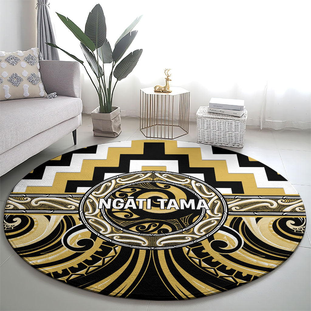 Aotearoa Ngati Tama Round Carpet Maori Iwi Poutama Puhoro Tattoo LT14 - Polynesian Pride