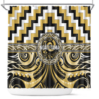 Aotearoa Ngati Tama Shower Curtain Maori Iwi Poutama Puhoro Tattoo LT14 Yellow - Polynesian Pride
