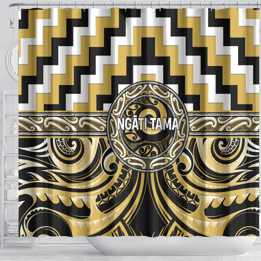 Aotearoa Ngati Tama Shower Curtain Maori Iwi Poutama Puhoro Tattoo LT14 - Polynesian Pride