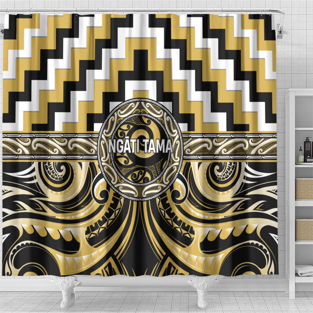 Aotearoa Ngati Tama Shower Curtain Maori Iwi Poutama Puhoro Tattoo LT14 - Polynesian Pride