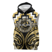 Aotearoa Ngati Tama Personalised Sleeveless Hoodie Maori Iwi Poutama Puhoro Tattoo LT14 Yellow - Polynesian Pride