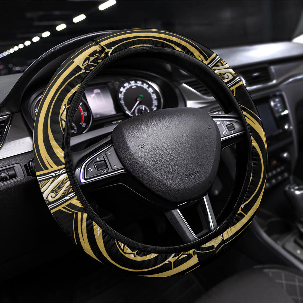 Aotearoa Ngati Tama Steering Wheel Cover Maori Iwi Poutama Puhoro Tattoo LT14 Universal Fit Yellow - Polynesian Pride