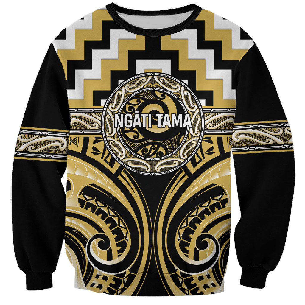 Aotearoa Ngati Tama Personalised Sweatshirt Maori Iwi Poutama Puhoro Tattoo LT14 Unisex Yellow - Polynesian Pride
