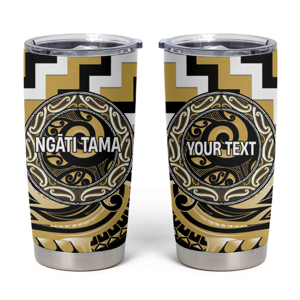 Aotearoa Ngati Tama Personalised Tumbler Cup Maori Iwi Poutama Puhoro Tattoo LT14 Yellow - Polynesian Pride
