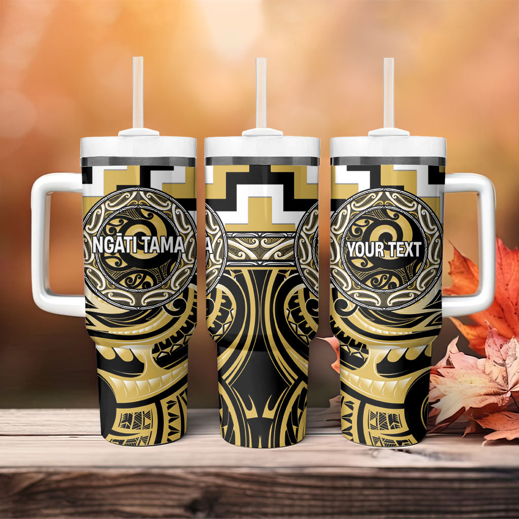 Aotearoa Ngati Tama Personalised Tumbler With Handle Maori Iwi Poutama Puhoro Tattoo LT14 - Polynesian Pride