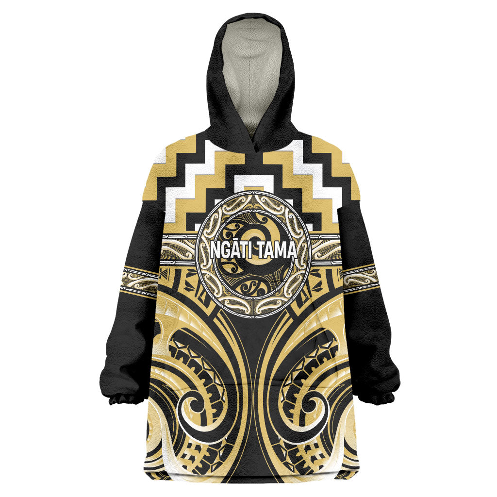 Aotearoa Ngati Tama Personalised Wearable Blanket Hoodie Maori Iwi Poutama Puhoro Tattoo LT14 One Size Yellow - Polynesian Pride