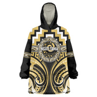 Aotearoa Ngati Tama Personalised Wearable Blanket Hoodie Maori Iwi Poutama Puhoro Tattoo LT14 One Size Yellow - Polynesian Pride