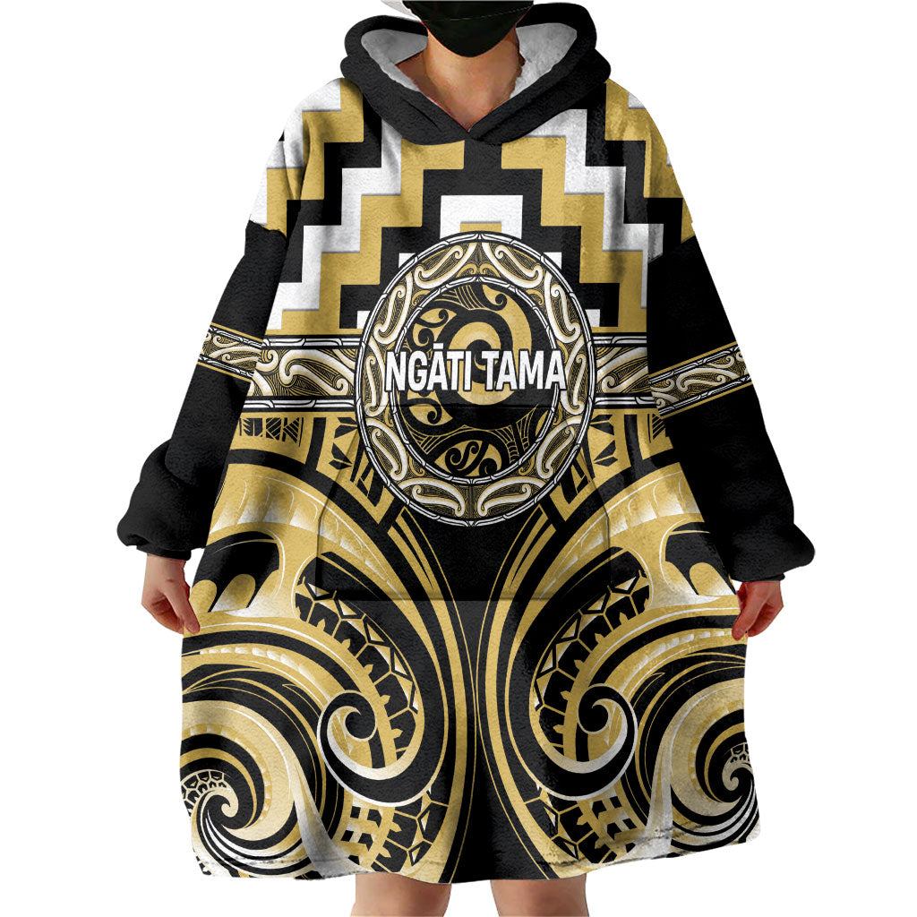 Aotearoa Ngati Tama Personalised Wearable Blanket Hoodie Maori Iwi Poutama Puhoro Tattoo LT14 - Polynesian Pride