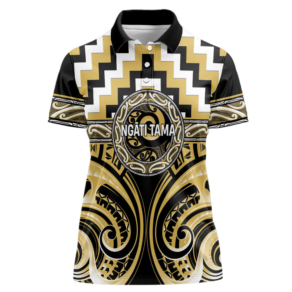 Aotearoa Ngati Tama Personalised Women Polo Shirt Maori Iwi Poutama Puhoro Tattoo LT14 Female Yellow - Polynesian Pride