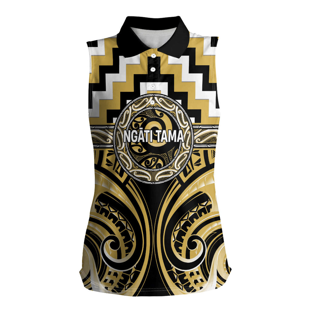 Aotearoa Ngati Tama Personalised Women Sleeveless Polo Shirt Maori Iwi Poutama Puhoro Tattoo LT14 Female Yellow - Polynesian Pride