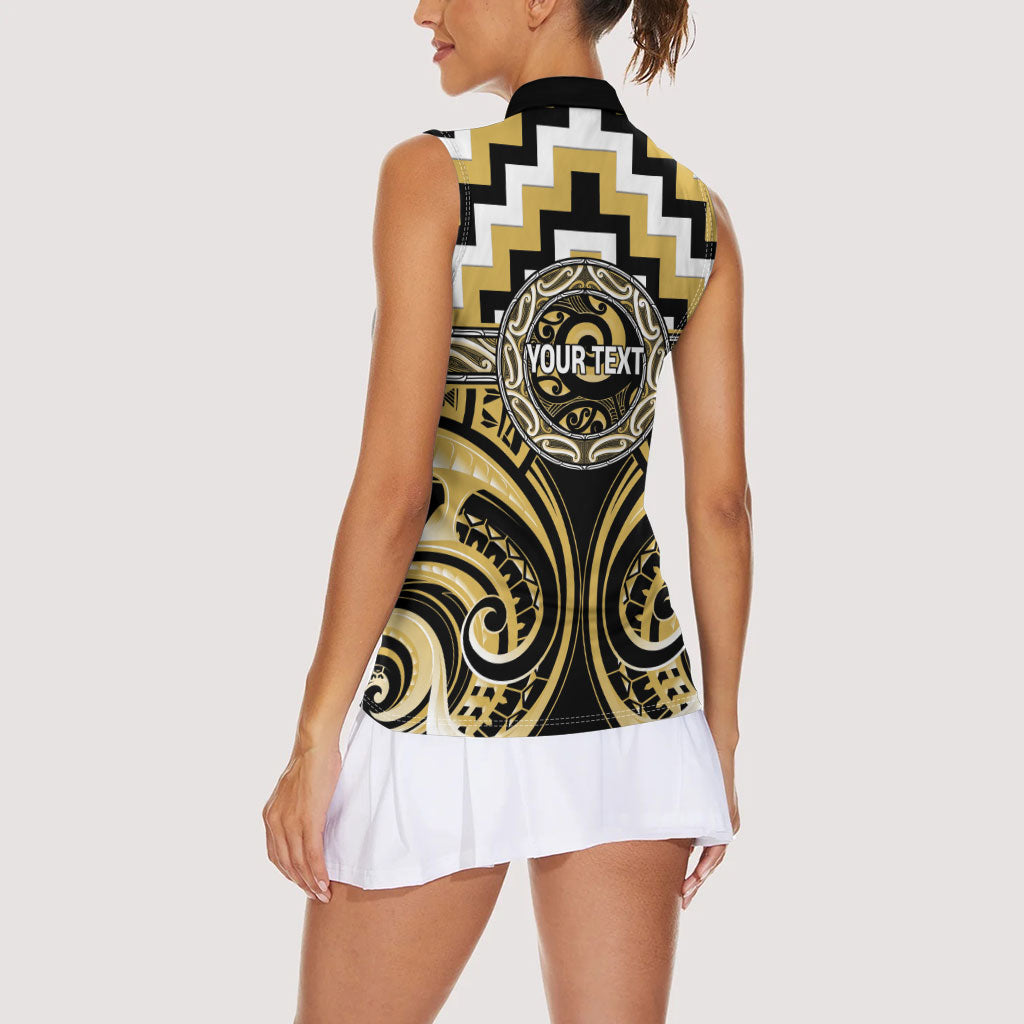 Aotearoa Ngati Tama Personalised Women Sleeveless Polo Shirt Maori Iwi Poutama Puhoro Tattoo LT14 - Polynesian Pride
