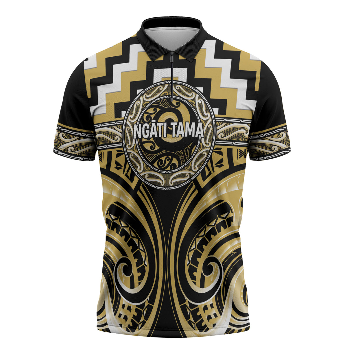 Aotearoa Ngati Tama Personalised Zipper Polo Shirt Maori Iwi Poutama Puhoro Tattoo LT14 Yellow - Polynesian Pride