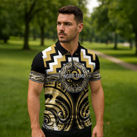 Aotearoa Ngati Tama Personalised Zipper Polo Shirt Maori Iwi Poutama Puhoro Tattoo LT14 - Polynesian Pride